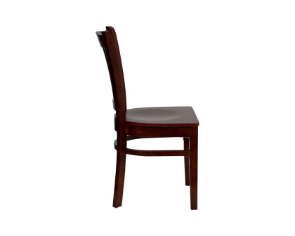 BLNK HERCULES Series Wood Vertical Slat Back Restaurant Chair - Mahogany