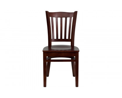 BLNK HERCULES Series Wood Vertical Slat Back Restaurant Chair - Mahogany