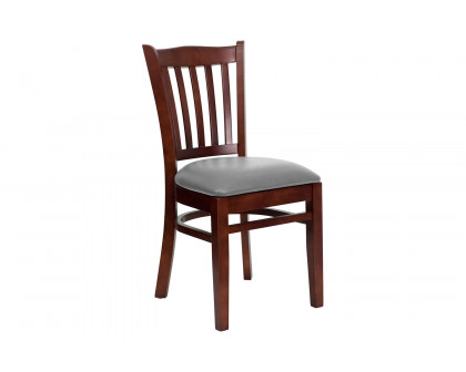 BLNK HERCULES Series Wood Vertical Slat Back Restaurant Chair with Custom Upholstered Seat