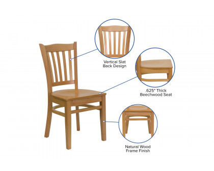 BLNK HERCULES Series Wood Vertical Slat Back Restaurant Chair - Natural