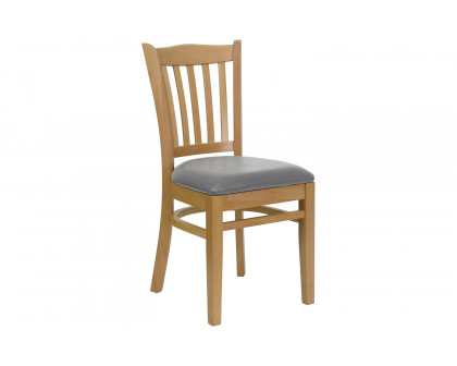 BLNK HERCULES Series Wood Vertical Slat Back Restaurant Chair with Custom Upholstered Seat