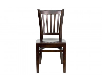 BLNK HERCULES Series Wood Vertical Slat Back Restaurant Chair - Walnut