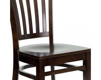 BLNK HERCULES Series Wood Vertical Slat Back Restaurant Chair - Walnut