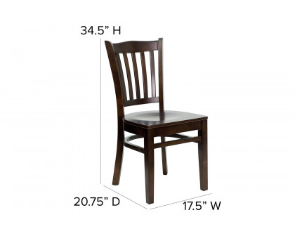 BLNK HERCULES Series Wood Vertical Slat Back Restaurant Chair - Walnut