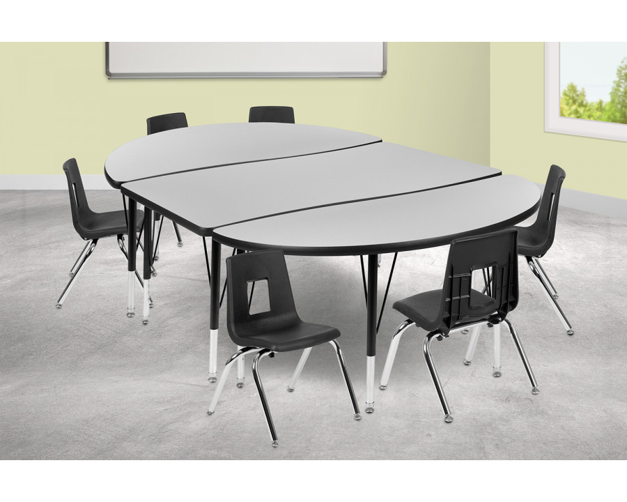 BLNK Emmy Oval Thermal Laminate Wave Flexible Activity Table Set with Chairs