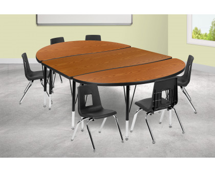 BLNK - Emmy Oval Thermal Laminate Wave Flexible Activity Table Set with Chairs