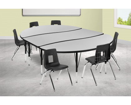 BLNK - Emmy Oval Thermal Laminate Wave Flexible Activity Table Set with Chairs