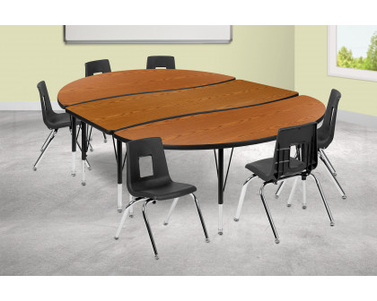 BLNK - Emmy Oval Thermal Laminate Wave Flexible Activity Table Set with Chairs