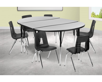 BLNK Emmy Oval Thermal Laminate Wave Flexible Activity Table Set with Chairs