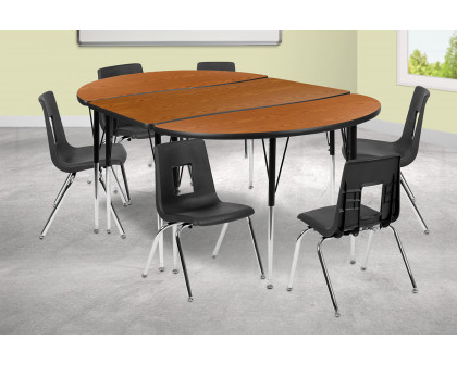 BLNK - Emmy Oval Thermal Laminate Wave Flexible Activity Table Set with Chairs