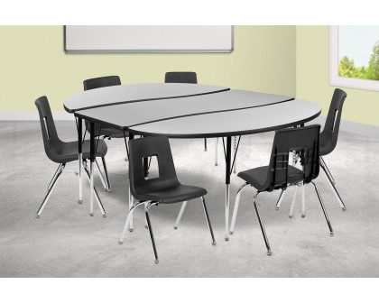 BLNK Emmy Oval Thermal Laminate Wave Flexible Activity Table Set with Chairs