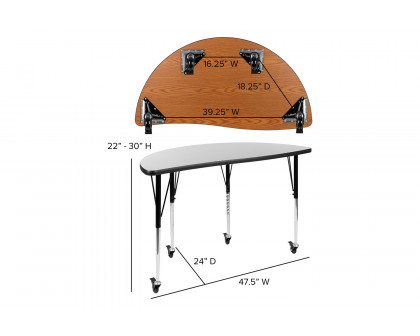 BLNK Emmy Mobile Circle Thermal Laminate Wave Flexible Activity Table Set - Gray, 47.5"D, with 16" Student Stack Chairs