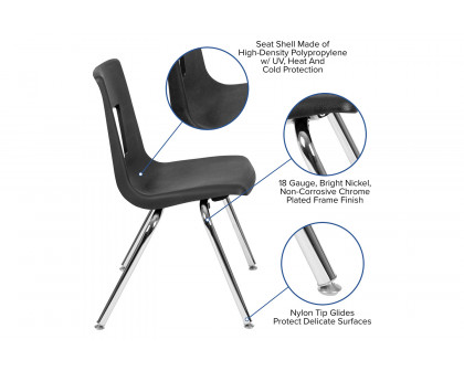 BLNK™ Emmy Mobile Circle Thermal Laminate Wave Flexible Activity Table Set - Gray, 60"D, with 16" Student Stack Chairs