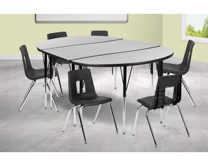 BLNK Emmy Oval Thermal Laminate Wave Flexible Activity Table Set with Chairs