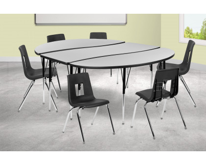 BLNK - Emmy Oval Thermal Laminate Wave Flexible Activity Table Set with Chairs