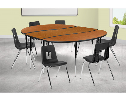 BLNK Emmy Oval Thermal Laminate Wave Flexible Activity Table Set with Chairs