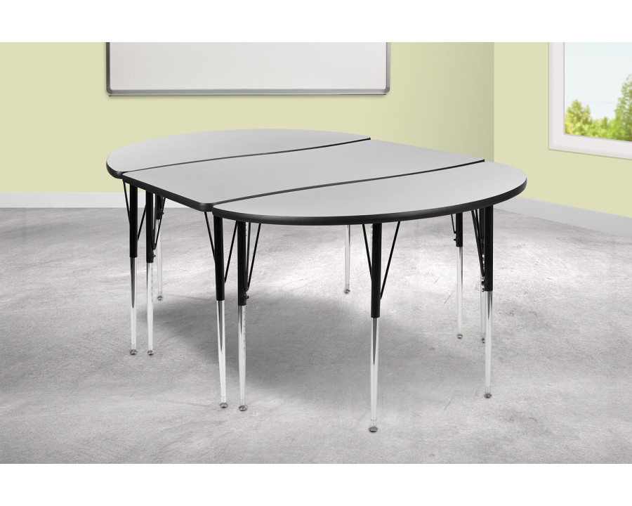 BLNK Emmy Oval Thermal Laminate Wave Flexible Activity Table Set 2 Piece - Gray, 76"L, with Standard Height Adjustable Legs