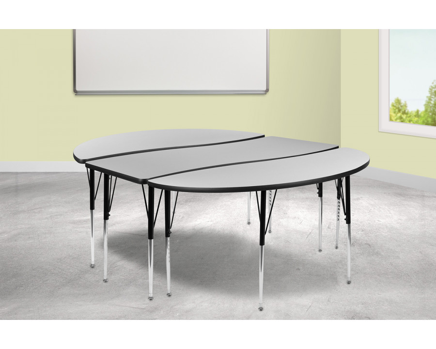 BLNK Emmy Oval Thermal Laminate Wave Flexible Activity Table Set 2 Piece - Gray, 86"L, with Standard Height Adjustable Legs