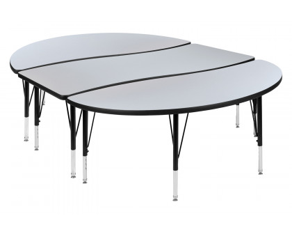 BLNK™ Emmy Oval Thermal Laminate Wave Flexible Activity Table Set 2 Piece - Gray, 86"L, with Short Height Adjustable Legs