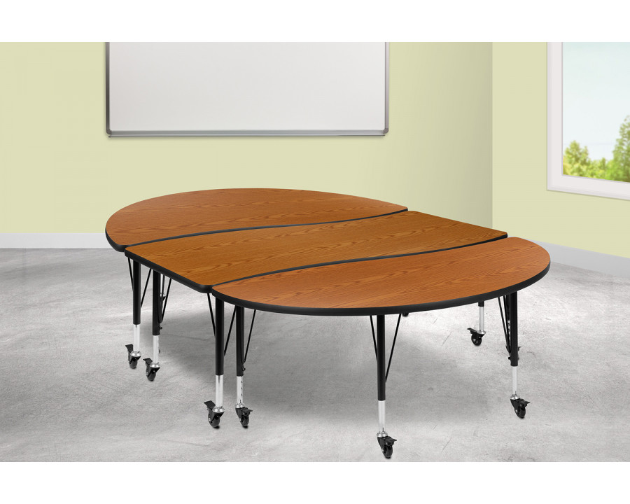 BLNK Emmy Mobile Oval Thermal Laminate Wave Flexible Activity Table Set 3 Piece