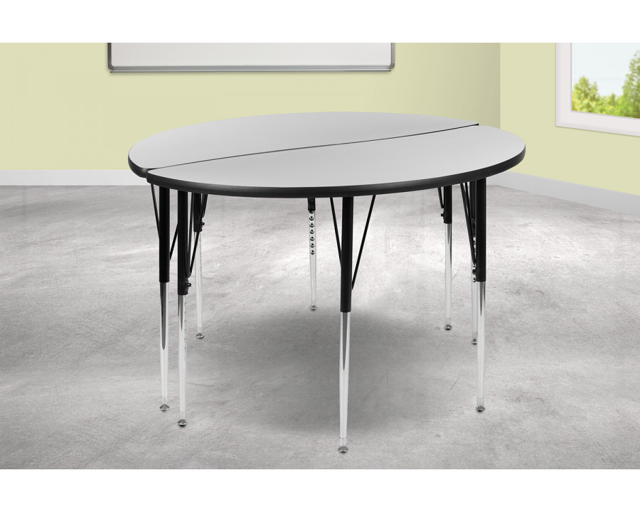 BLNK Emmy Circle Thermal Laminate Wave Flexible Activity Table Set 2 Piece - Gray, 47.5"D, with Standard Height Adjustable Legs