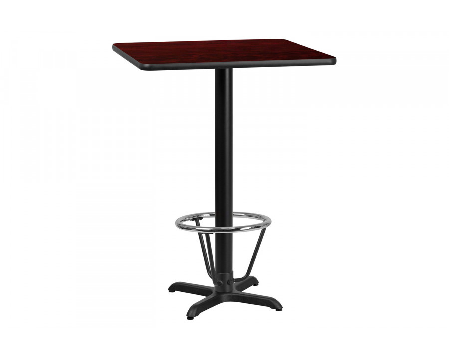 BLNK Square Bar Height Table with 22'' x 22'' Base - Mahogany, 24"W, with Foot Ring