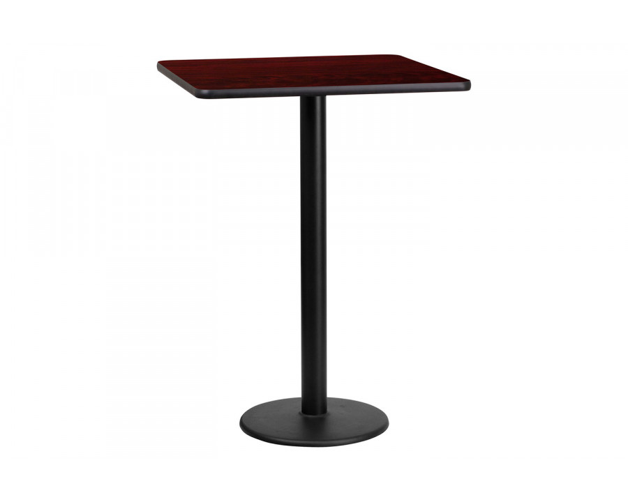 BLNK Square Bar Height Table with 18'' Round Base - Mahogany, 24"W