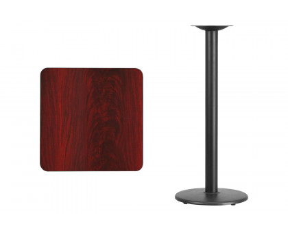 BLNK Square Bar Height Table with 18'' Round Base - Mahogany, 24"W