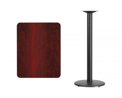 BLNK Rectangular Bar Height Table with 18'' Round Base - Mahogany, 24"W x 30"L