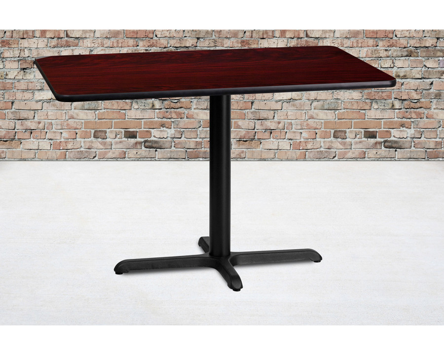 BLNK Rectangular Table with 23.5'' x 29.5'' Base - Mahogany, 24"W x 42"L