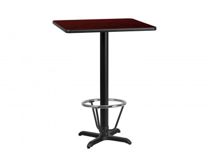 BLNK Square Bar Height Table with 22'' x 22'' Base - Mahogany, 30"W, with Foot Ring