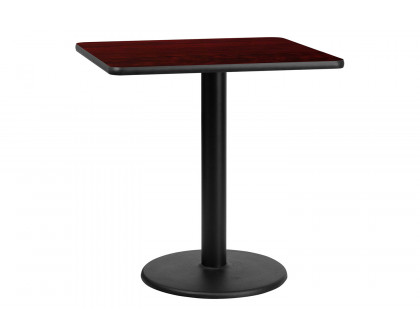 BLNK™ Square Table with 18'' Round Base - Mahogany, 30"W