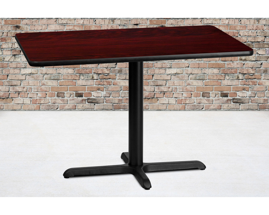 BLNK Rectangular Table with 23.5'' x 29.5'' Base - Mahogany, 30"W x 42"L