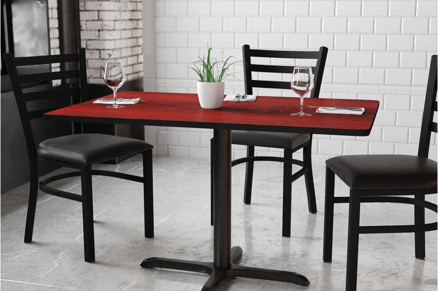 BLNK™ Rectangular Table with 23.5'' x 29.5'' Base - Mahogany, 30"W x 48"L