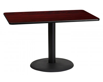 BLNK™ Rectangular Table with 24'' Round Base - Mahogany, 30"W x 48"L