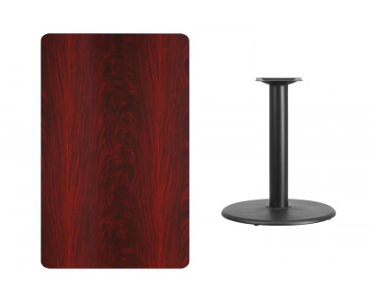 BLNK™ Rectangular Table with 24'' Round Base - Mahogany, 30"W x 48"L