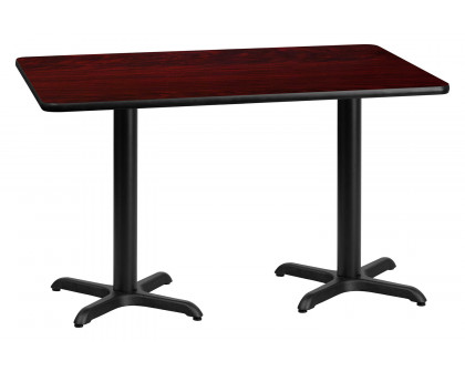 BLNK Rectangular Table with 22'' x 22'' Bases - Mahogany, 30"W x 60"L