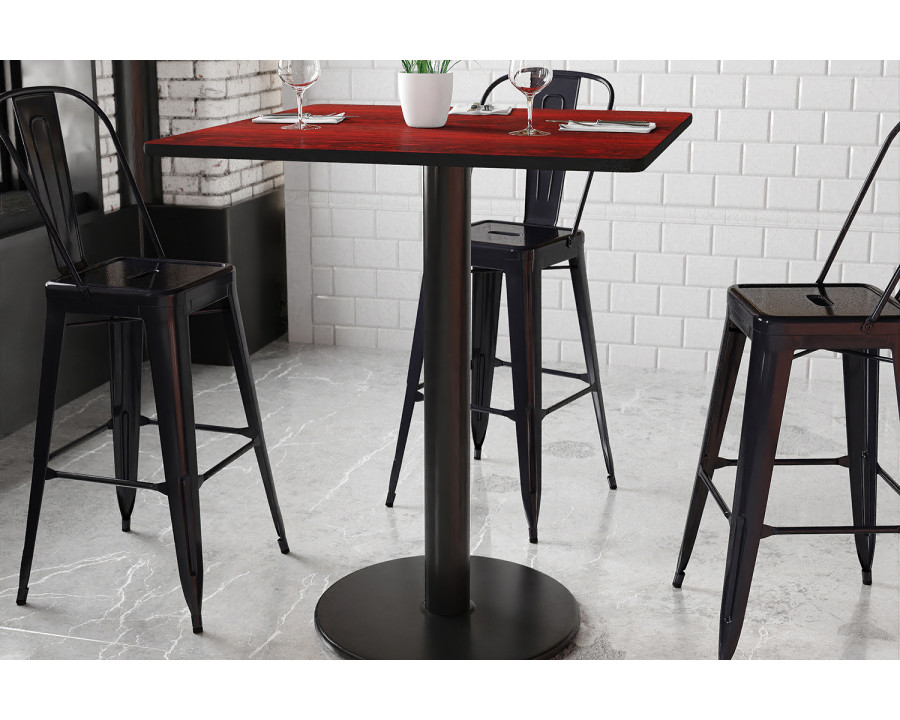 BLNK Square Bar Height Table with 24'' Round Base - Mahogany, 36"W