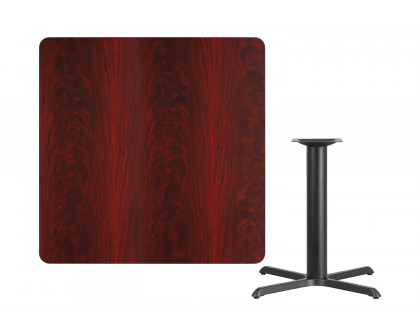 BLNK Square Table with 33'' x 33'' Base - Mahogany, 42"W