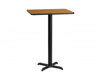 BLNK Rectangular Bar Height Table with 22'' x 22'' Base - Natural, 24"W x 30"L