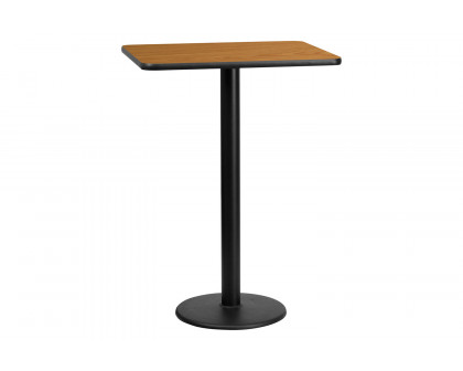 BLNK Rectangular Bar Height Table with 18'' Round Base - Natural, 24"W x 30"L