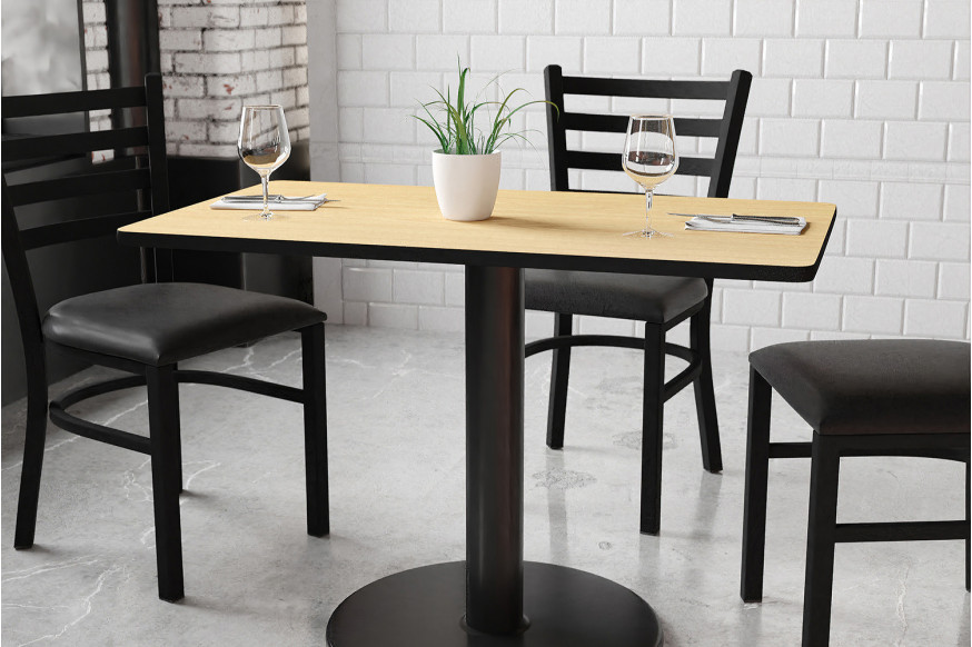 BLNK™ Rectangular Table with 24'' Round Base - Natural, 24"W x 42"L