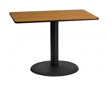 BLNK™ Rectangular Table with 24'' Round Base - Natural, 24"W x 42"L