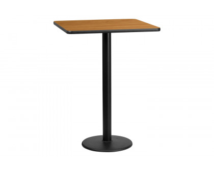 BLNK Square Bar Height Table with 18'' Round Base - Natural, 30"W