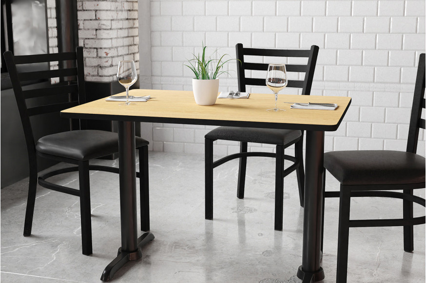 BLNK™ Rectangular Table with 5'' x 22'' Bases - Natural, 30"W x 42"L