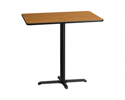 BLNK Rectangular Bar Height Table with 23.5'' x 29.5'' Base - Natural, 30"W x 42"L