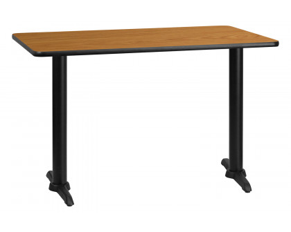 BLNK Rectangular Table with 5'' x 22'' Bases - Natural, 30"W x 48"L