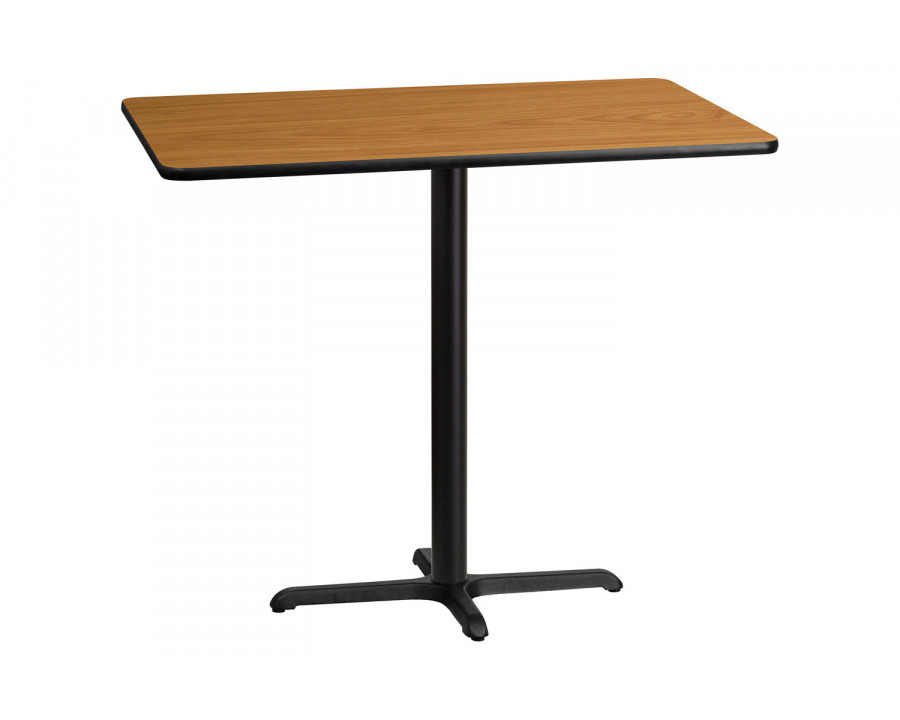 BLNK Rectangular Bar Height Table with 23.5'' x 29.5'' Base - Natural, 30"W x 48"L