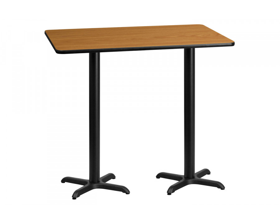 BLNK Rectangular Bar Height Table with 22'' x 22'' Bases - Natural, 30"W x 60"L