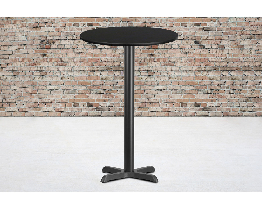 BLNK Round Bar Height Table with 22'' x 22'' Base - Black, 24"D